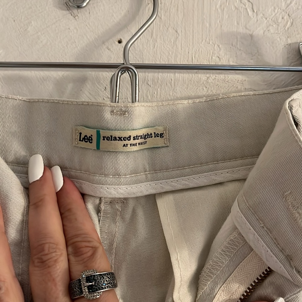 Sale! Lee Relaxed Straight Leg At the Waist Chinos, Size 10 Long, Beige/Tan - Picture 7 of 8